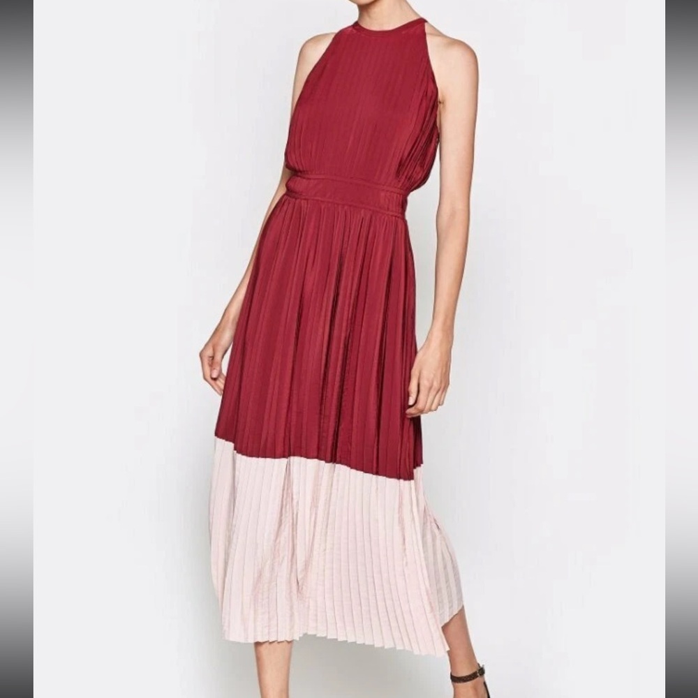 Joie Pleated Halter Colorblock Dress, Size 10
